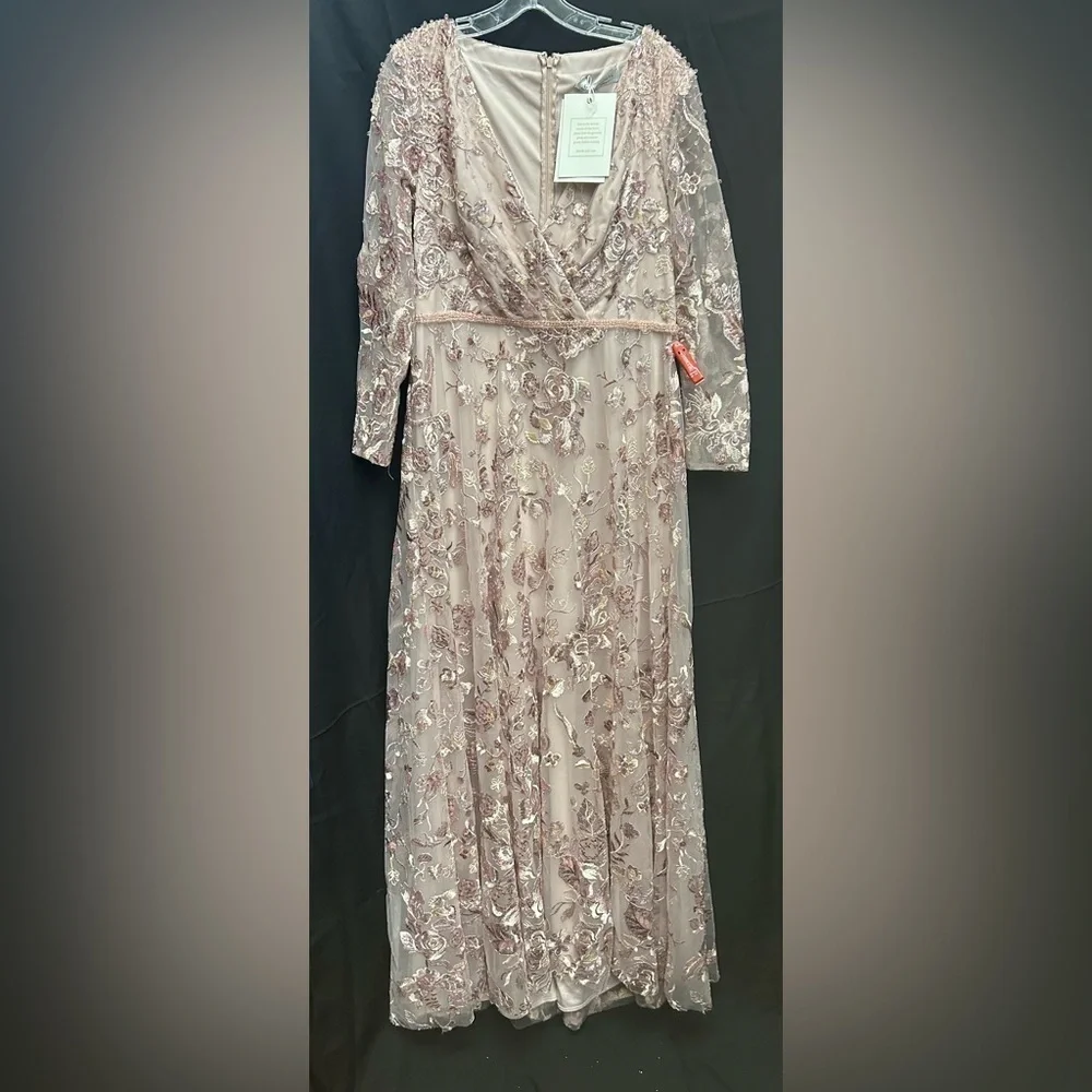 Mac Duggal 67869 NWT EMBELLISHED V NECK ILLUSION LONG SLEEVE A LINE GOWN - Picture 5 of 10